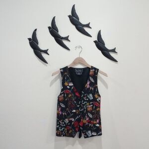 Vintage 1990's  Nicole Miller 100% Silk Celebration Themed Vest, Size M